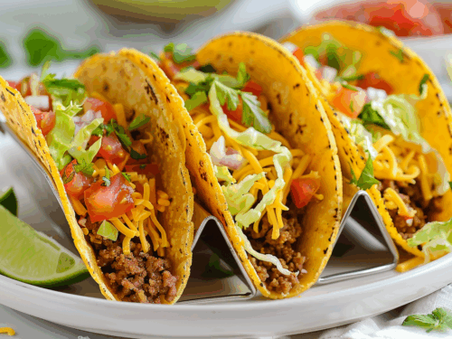 These family-friendly homemade ground beef tacos deliver savory seasoned meat in warm, crunchy shells topped with lettuce, tomato, and cheese. Ready in just 20 minutes, they’re perfect for busy weeknights or Taco Tuesdays. Easy to customize and crowd-pleasing, these tacos bring warmth, flavor, and simple joy to any dinner table.