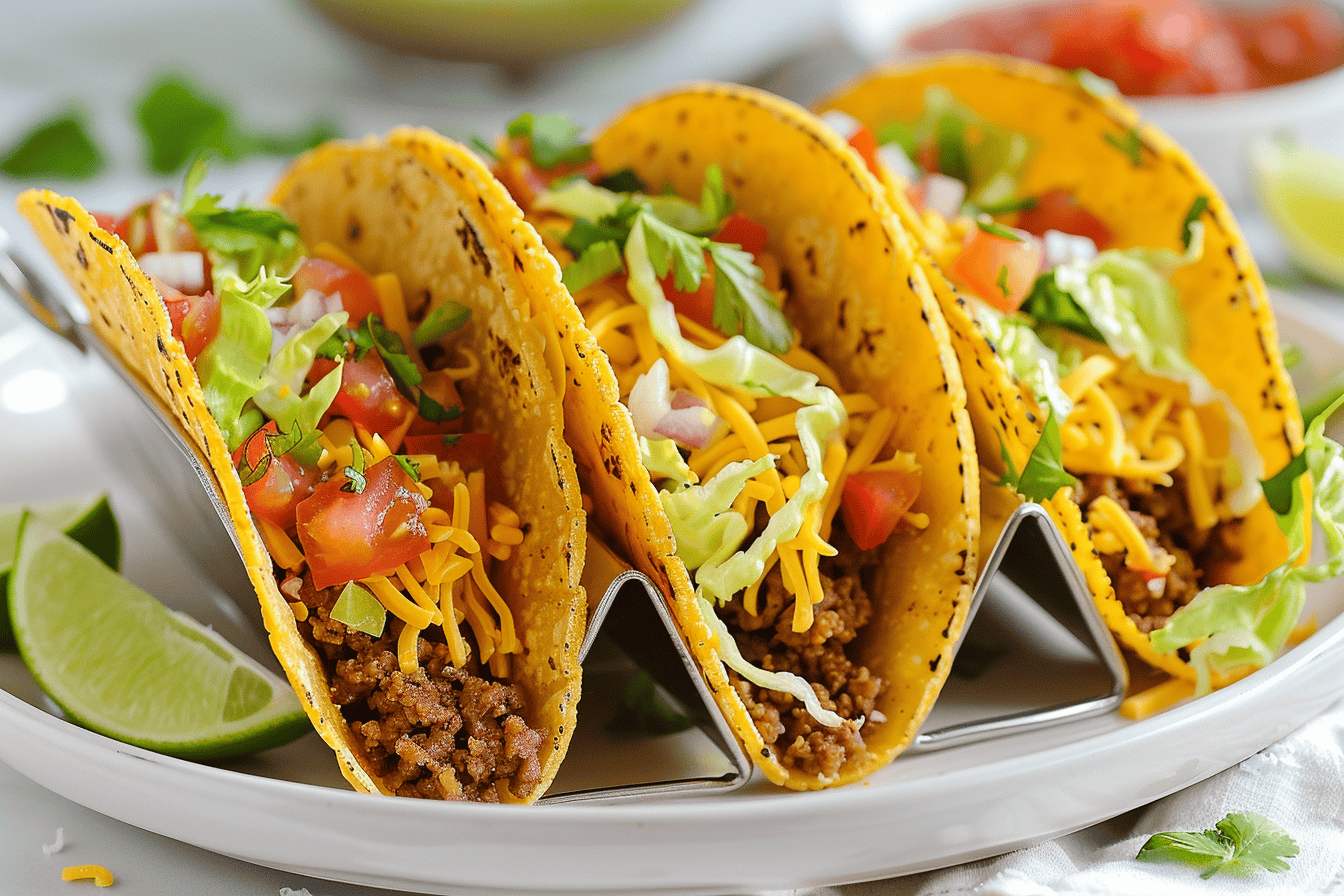 These family-friendly homemade ground beef tacos deliver savory seasoned meat in warm, crunchy shells topped with lettuce, tomato, and cheese. Ready in just 20 minutes, they’re perfect for busy weeknights or Taco Tuesdays. Easy to customize and crowd-pleasing, these tacos bring warmth, flavor, and simple joy to any dinner table.