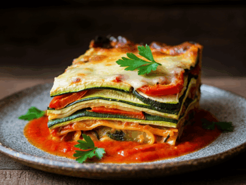 Flavorful Veggie Lasagna with Roasted Vegetables, Ricotta, and Mozzarella – Easy Meatless Dinner