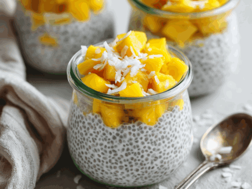 Tropical Mango Chia Pudding with Coconut Milk & Coconut Water – Healthy Summer Dessert for Kids & Families