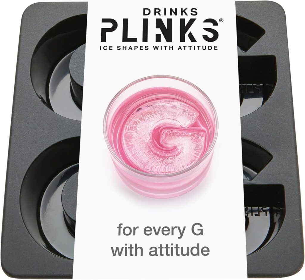 DrinksPlinks Letter G Ice Cube Tray - Large Silicone Ice Cube Trays - Personalized G Monogram Gifts & Initial Drinks. Customized Gifts & Fancy Cocktail Accessories. Fun Cocktail & Gin Ice Molds.